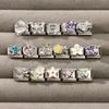 Fashion Shiny Stars Zircon Flowers Cherry Charm Italian Links Fit 9mm Stainless Steel Bracelet Making DIY Jewelry Gifts