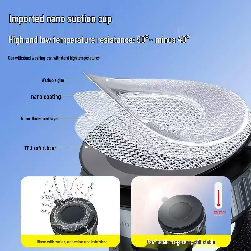 Magnetic Vacuum Suction Car Phone Holder with Rotating and Folding Anti-Shake Support