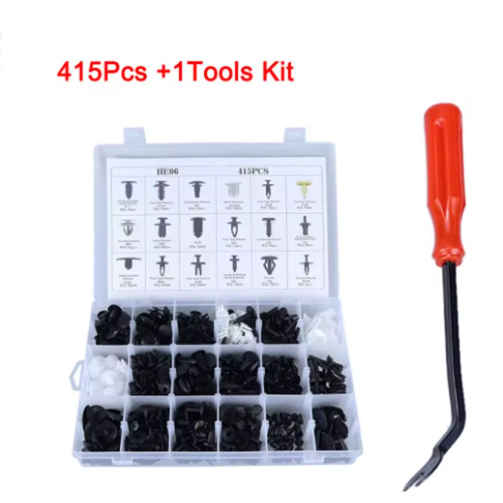 415/620Pcs Auto Bumper Retainer Plastic Rivets Fasteners Push Retainer Clips Kit Door Trim Panel Fender Clips With Cable Ties