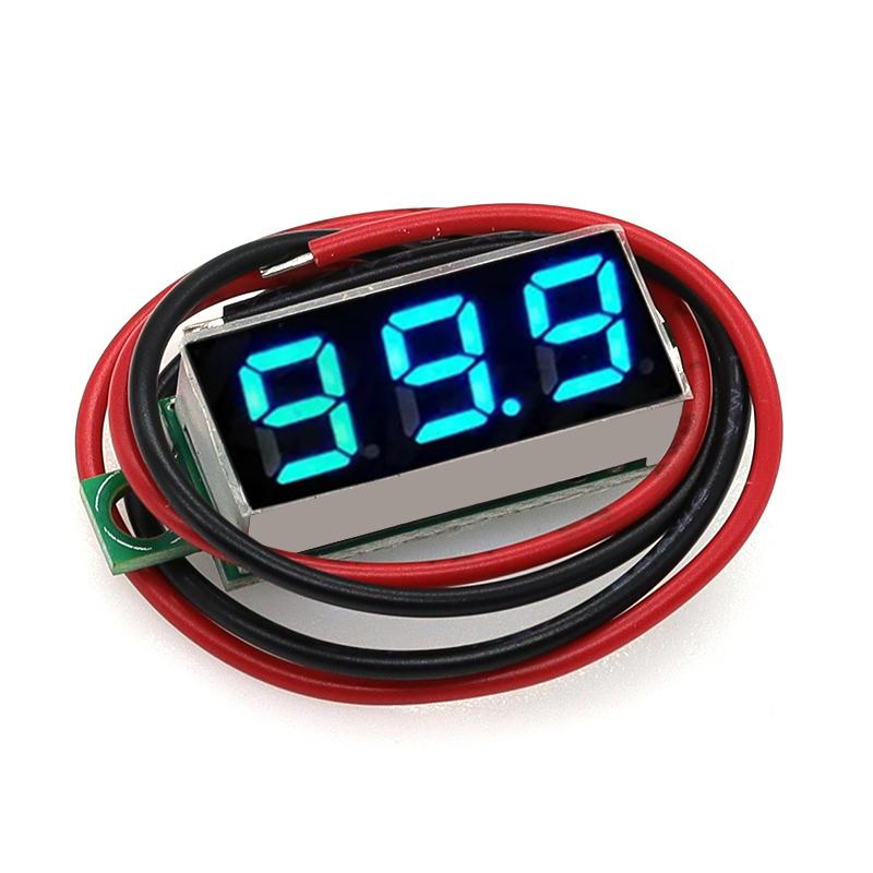 Javino DC 0-100V LED Digital Voltmeter 0.28" 0.36" Red Green Blue Voltage Detector for Car 12V Mobile Power