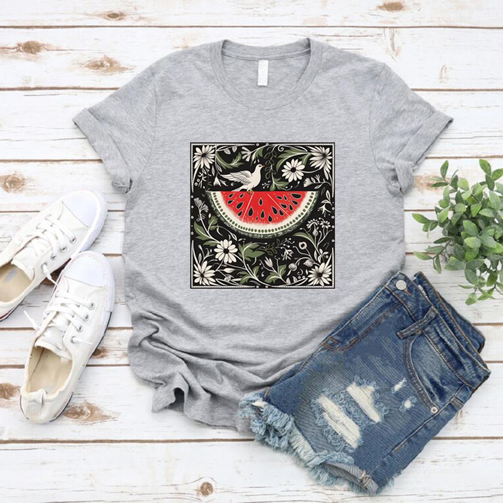 Watermelon Flag Tshirt This Is Not A Watermelon T-Shirt Short Sleeve Unisex Graphic T Shirts Peace and Love Tee Streetwear Tops