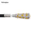 White Yellow Artificial Diamond Walking Cane Fashion Decorative Walking Stick Gentleman Elegant Cosplay Cane Knob Crosier 93cm