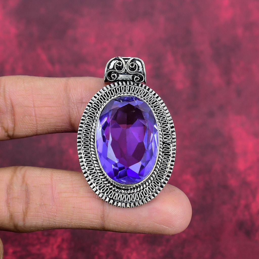 Amethyst Pendant Gemstone Jewelry, 925 Solid Sterling Silver Pendant, Gift For Women Handmade Pendant