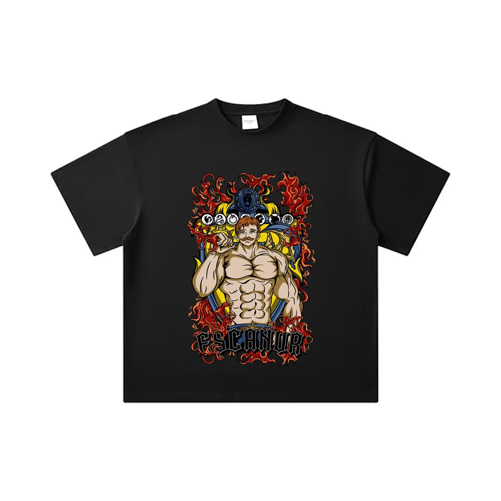 260 GSM Double Yarn 32 Count 100% Cotton Seven Deadly Sins V4 Escanor Print Unisex Heavy Cotton T Shirt
