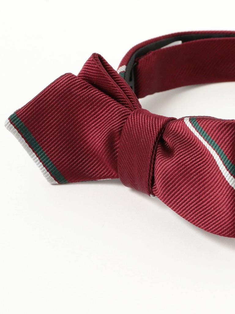 [BEAMS PLUS] Silk Wide Regimental Tie Bow Tie for Men, Wine Free, 38440090107