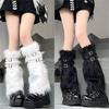 Soft Fluffy Leg Warmers Y2K Girls Winter Faux Fur Thigh High Socks Harajuku Punk Goth Aesthetic Cozy Footwear For Women