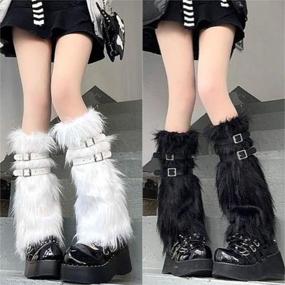 Mäkké Nadýchané Návleky na Nohy Y2K Dievčenské Zimné Nadkolienky z Umelého Kožušiny Harajuku Punk Gotická Estetika Pohodlná Obuv pre Ženy