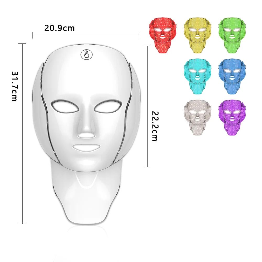 192 LEDs Face Neck Mask 7 Colors Red Light Beauty Device Rechargeable
