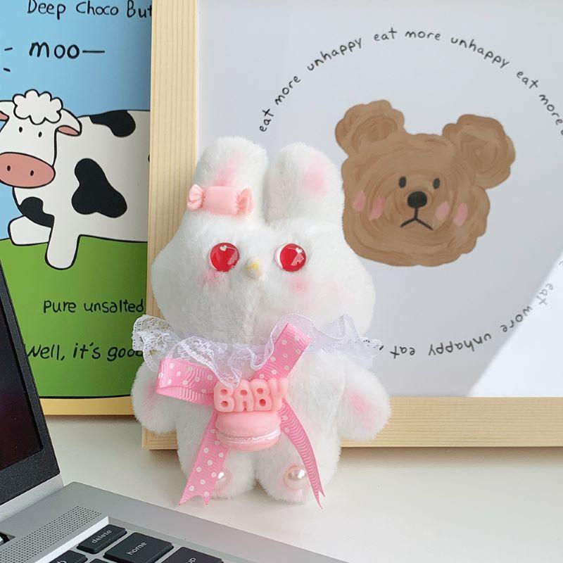 New Cute Lace Rabbit Plush Doll Mini Claw Machine Doll Girl Heart Backpack Keychain Small Gift