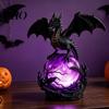 Lampka z żywicy z kryształową kulą, smocza, gotycka lampka nocna USB, dekoracja światła Dark Fantasy na biurko, do sypialni, prezent na Halloween