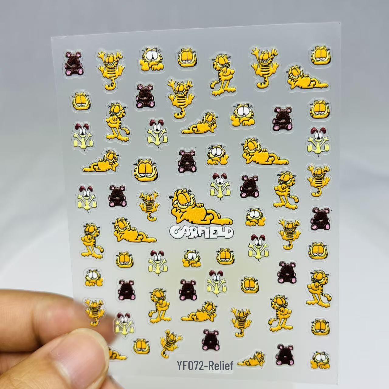 3D Embossed Garfield & Pacha Dog Nail Art Stickers - Cartoon DIY Decorations Cartoon Garfield Cat