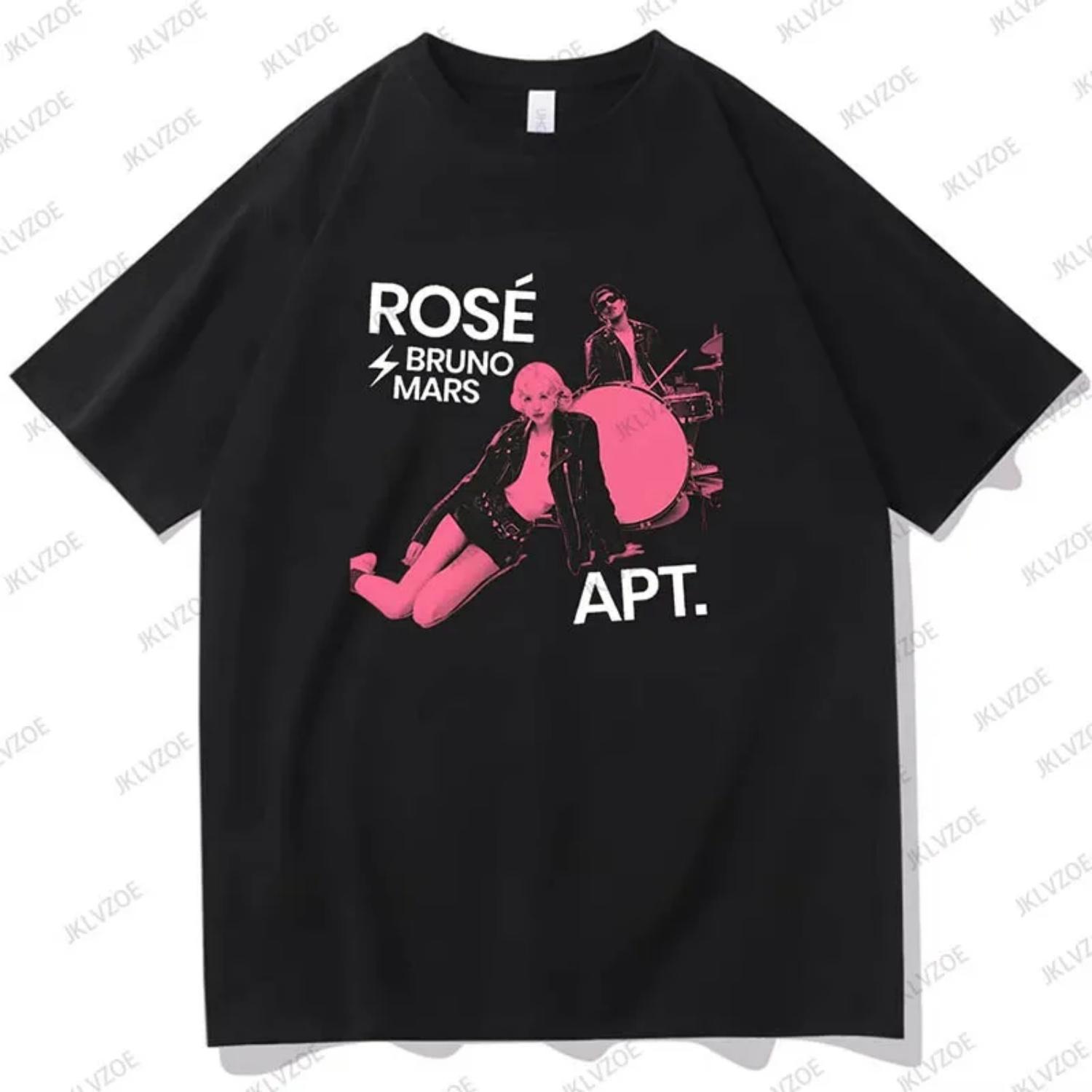 New Summer Rose Rosie APT Bruno Mars Cotton Women T-shirt Round Neck Short Sleeve Shirts Fans Gift Fashion Oversized Unisex Top S