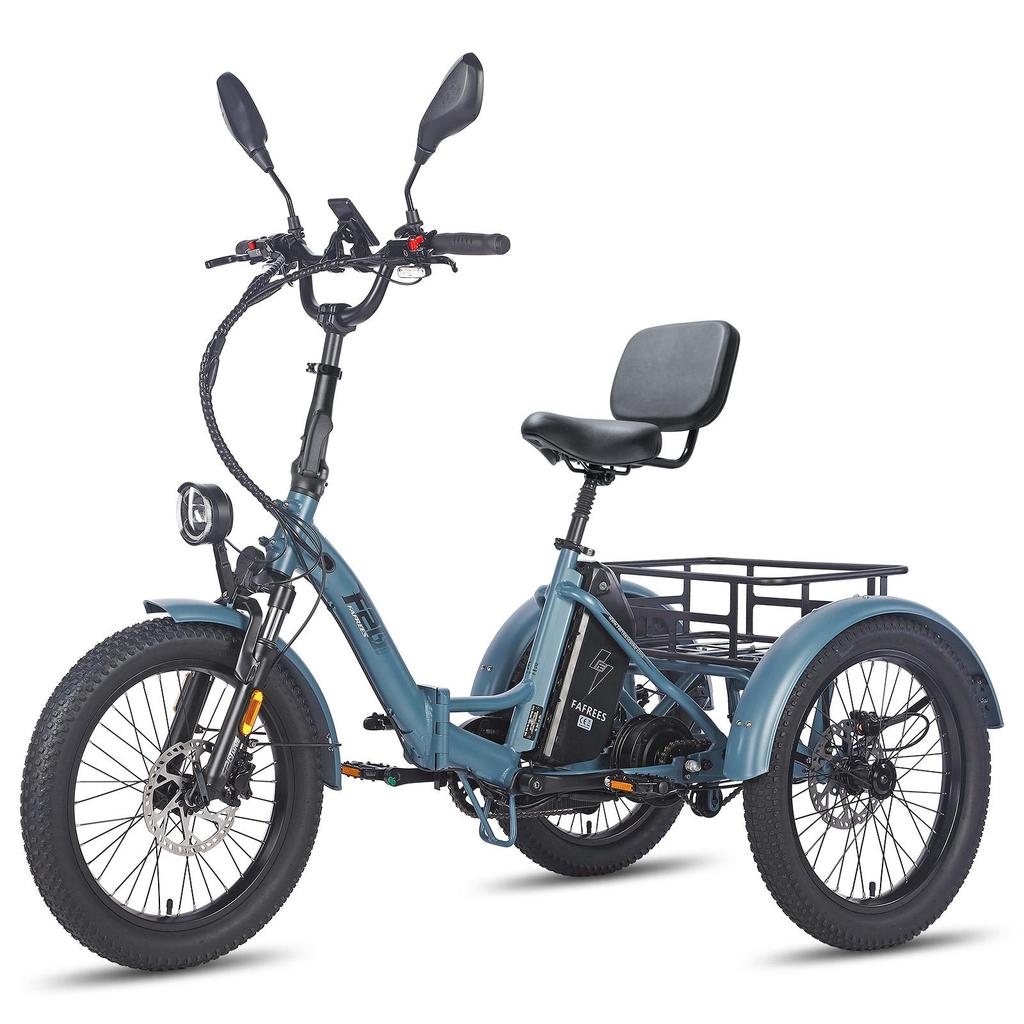 FAFREES F20 Mate L2E-P certified,20x3.0" folding electric cargo tricycle,48V 23.45ah,500W,3 riding modes,maximum assisted range of up to 125km.