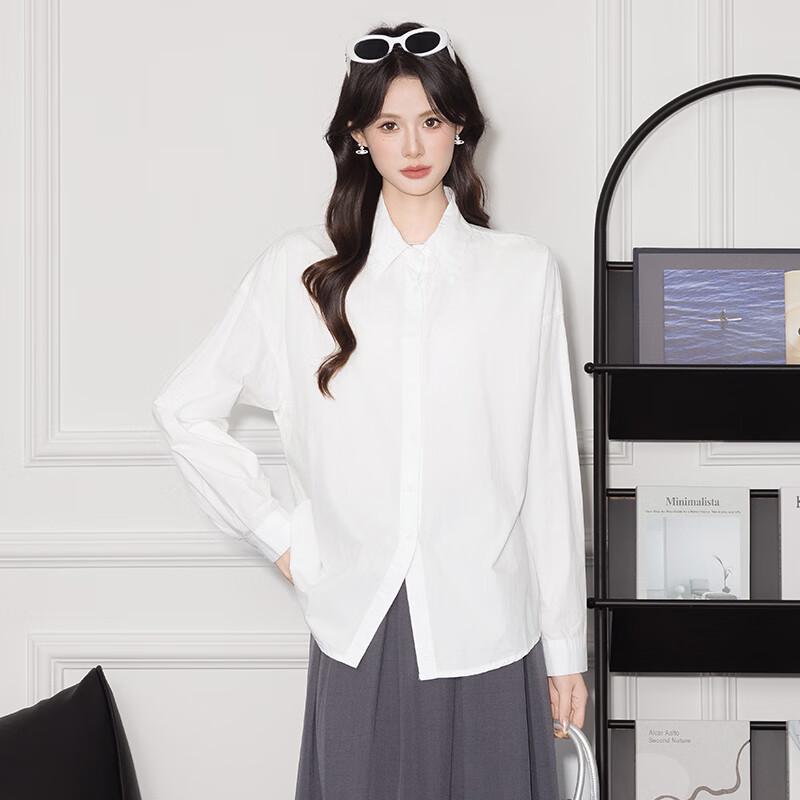 Women s Pure Cotton Long-Sleeve Button-Up Shirt One Size