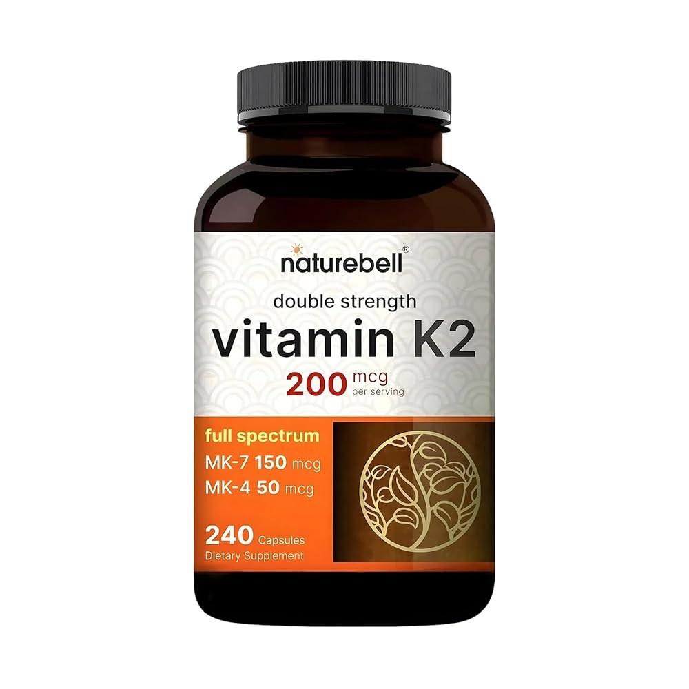 Naturebell - 240 Capsules - 200mg Dual Strength and Complex Cardiovascular, Bone, and Immune Support Complete K Formula