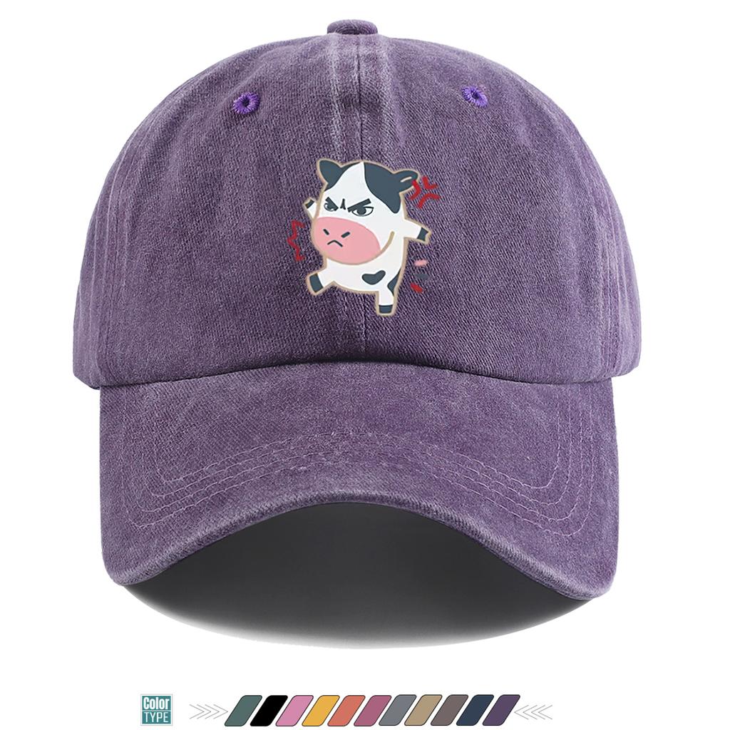 Pc Wütende Kuh Cartoon Druck Baseballkappe Niedliches Schrulliges Muster Individuell Trendiges Entenschnabelmütze Modehut Verstellbare Größe Street T