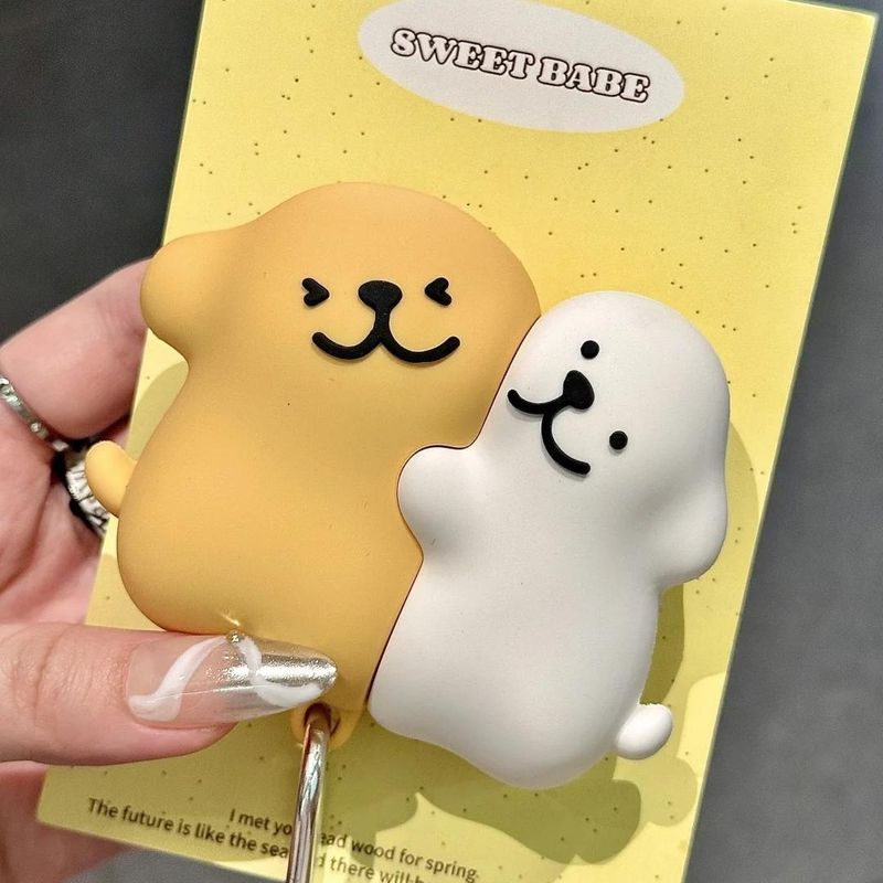 

Earphone Case Airpodspro Second Generation Protective Case Airpods3 Generation Niche Style Cartoon 1/2 Generation Silicone Drop-Resistant Soft Box Apple Airpods Pro/Pro II Hug line Dog + Hook