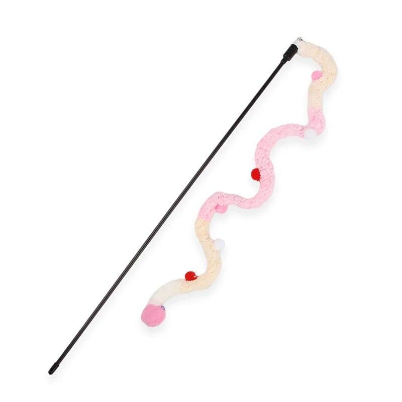 Lustiges Haustier-Katzenspielzeug, interaktives Haarball-Katzenspielzeug, Zauberstab, Spielzeug für Katzen, Raupe, Kätzchen, Spielspielzeug, Haustierzubehör