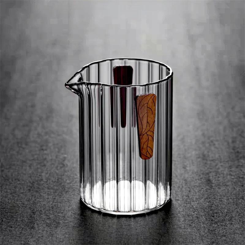 300ml Anti scalding Wood Chips Glass Fair Cup Tea Pitcher Household Tea Ceremony Tea Mug Chahai Kung Fu Tea Set Accessories
