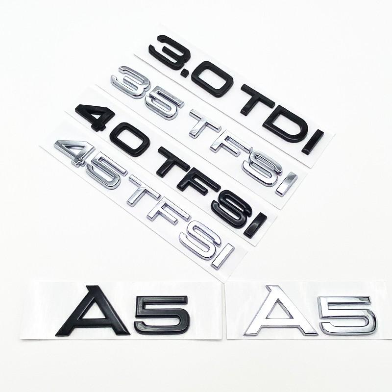 2026 Black Silver Letters 2.0TDI 3.0TDI 40TDI 35TFSI 40TFSI 45TFSI Emblem for Audi A5 S5 Car Fender Trunk Rear Logo Sticker