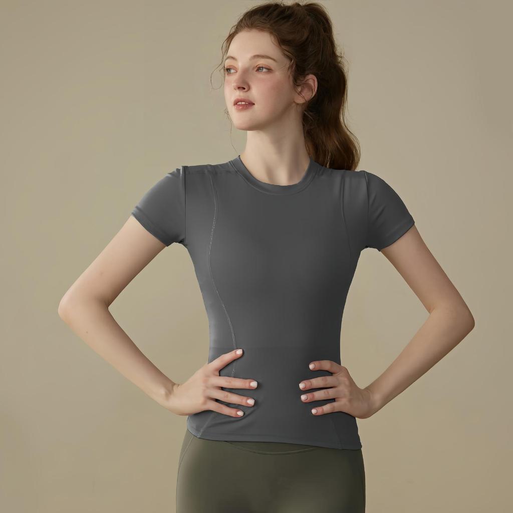 Haut de Sport Respirant et Extensible à Manches Courtes pour Femme - Séchage Rapide, Coupe Ajustée pour la Course à Pied, l'Entraînement et le Yoga