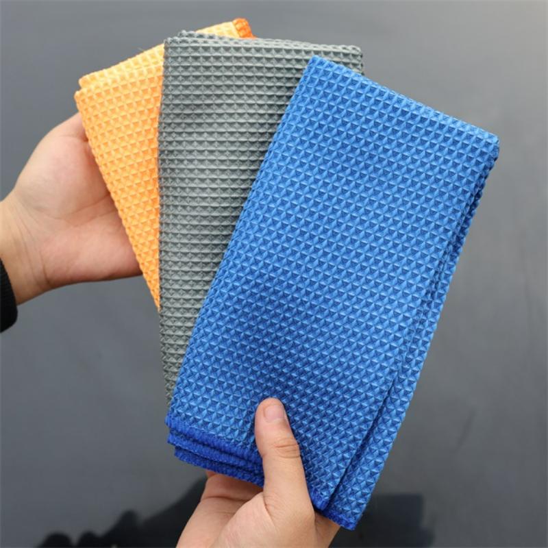 Microfiber Car Wash Towel Cleaning Cloth Honeycomb Pineapple Grid Towels Waffle Absorbent Rag Car Detailing Cleaning Tools