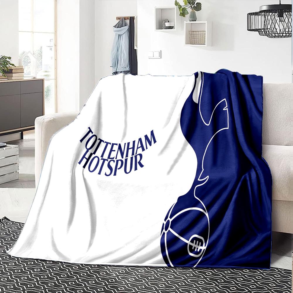 Tottenham Wappen Design Flanelldecke, Weiches Polyester, Modernes Design, Ganzjahres- für Camping, Reisen, Geschenke für Feiertage oder Geburtstage