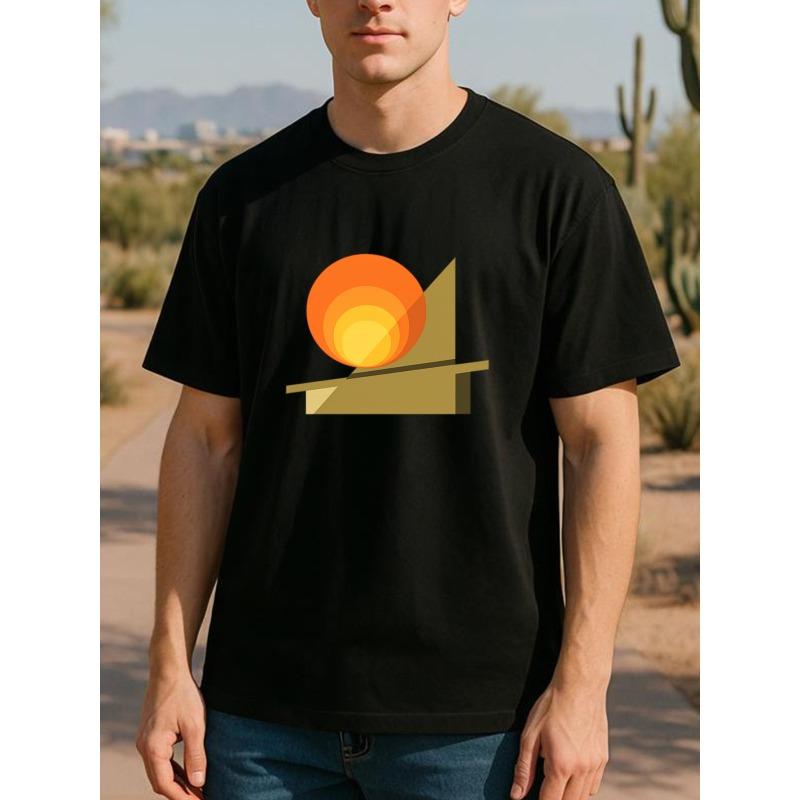 

European Size Minimalist Geometric Abstract Prints Interpret a Serene and Powerful Inner Order. Men s Printed Short-sleeved , Commuting Printed Shirts 4XL чорний