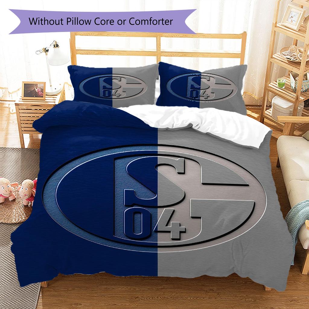 Set Copripiumino Trapuntato con Logo Schalke Federa Decorazione per la Casa Regalo di Compleanno (1 * copripiumino + 2 * federa, senza nucleo)