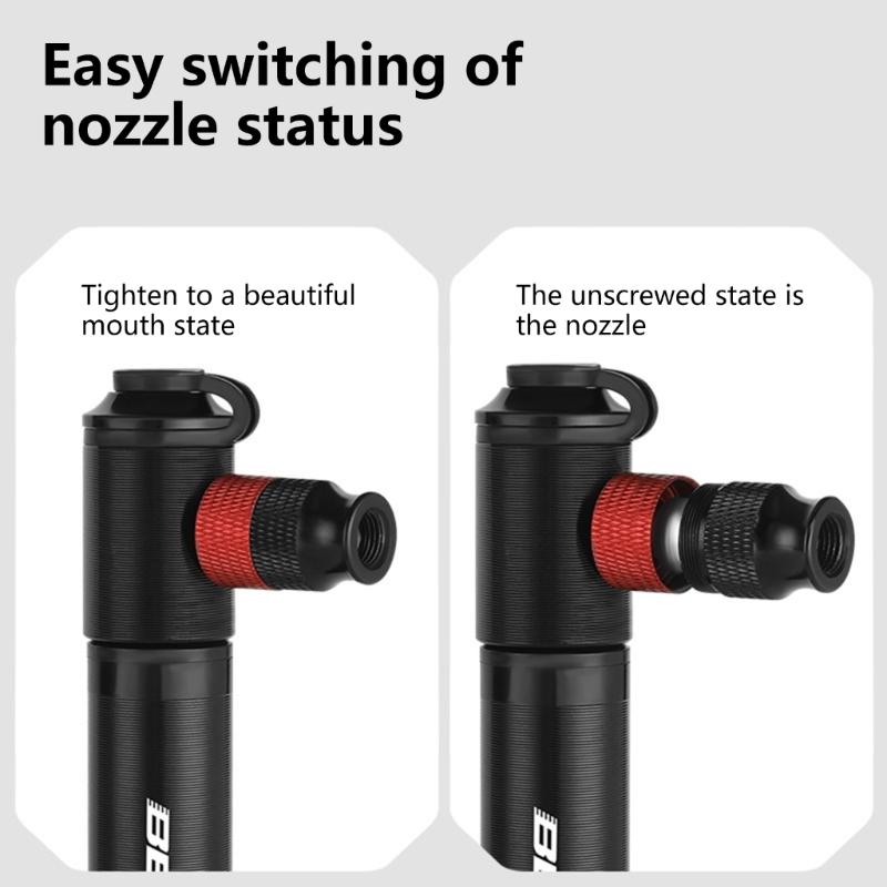 Portable Bike Tire Inflator Double Valves Portable Small CO2 Cycle Tire Pump Fast Inflator Space Saving Frame Mount
