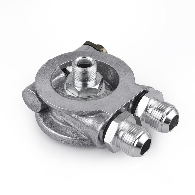 Silver Oil Sandwich Adapter Oil Sandwich Plate with Thermostat 3/4-16 UNF Adapter AN8 AN10 Fittings for choose