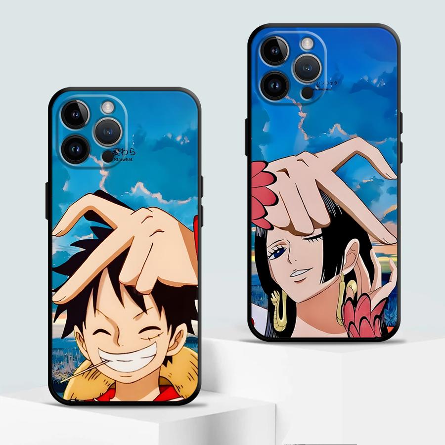 One Piece Luffy Boa·Hancock Case for iPhone 13 12 11 17 Pro Max 17Air XR 15 16 14 Plus 7 8 XS Max Black Soft Phone Cover