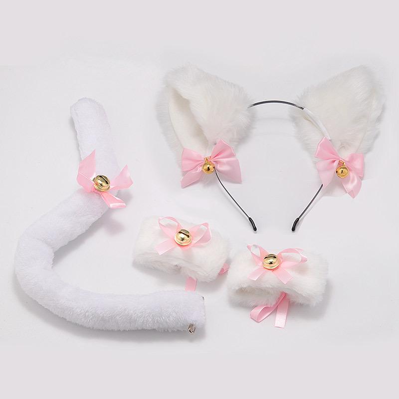 Cat Ear Bell Headband & Choker Set with Tail - Halloween Party Accessories