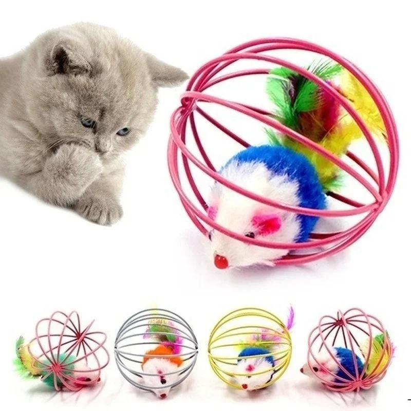 1 Pcs Cage Rat Happy Cat Toy Plush Simulation Color Mouse Fun Cat Ball Fun Cat Fun Fun Pet Supplies