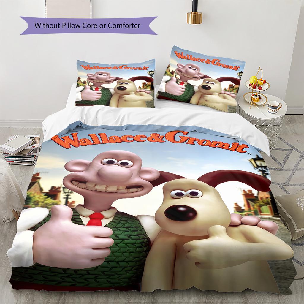 Wallace & Gromit Bedding Quilt Set Quilt Cover Pillowcase Home Decoration Birthday Gift (1 * duvet cover + 2 * pillowcase, without core)
