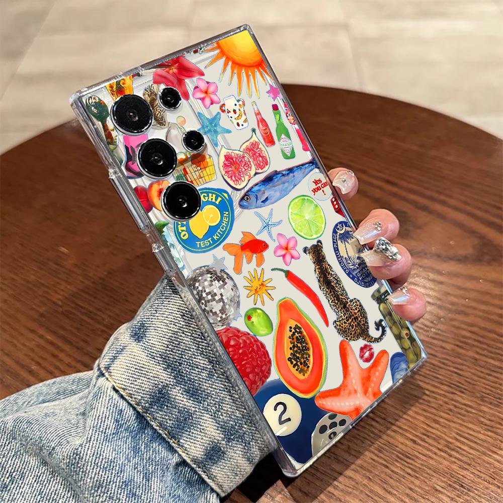 Verspieltes Frucht-Tier-Handyhülle für Samsung Galaxy A55 A54 A53 A35 A34 5G Note 20 S25 S24 S23 S22 S21 Ultra FE Plus Stoßfänger Funda