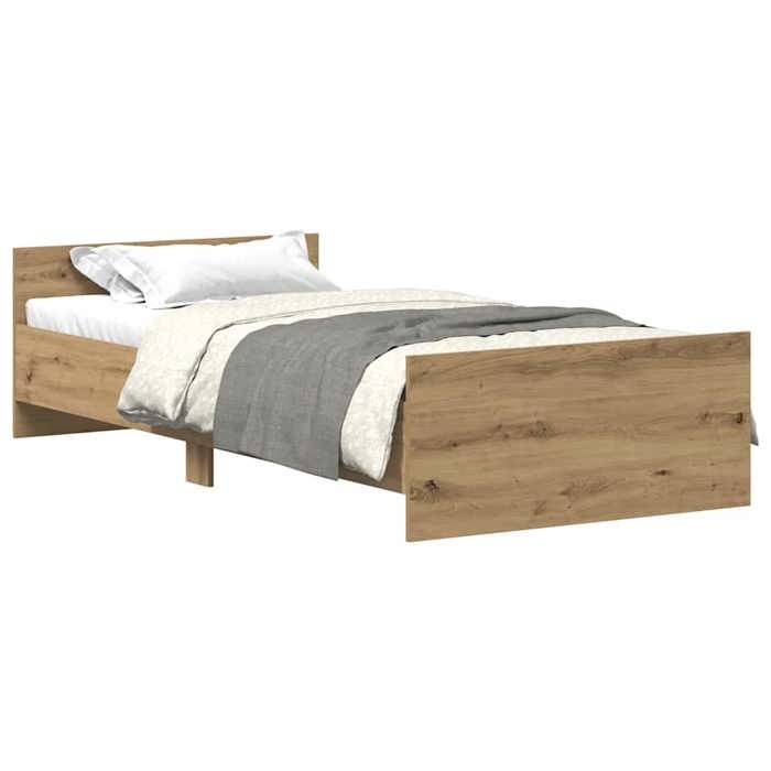 VidaXL Cadre de lit sans matelas chêne artisanal 75x190 cm, meuble de chambre à coucher, sommier, lit simple, lit, châlit, 862311