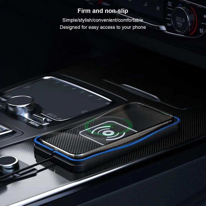Carregador Sem Fio QI 15W para Carro Almofada Antiderrapante de Silicone Suporte Almofada de Carregamento Sem Fio para Huawei iPhone 15 Samsung S20 Modificação de Suporte