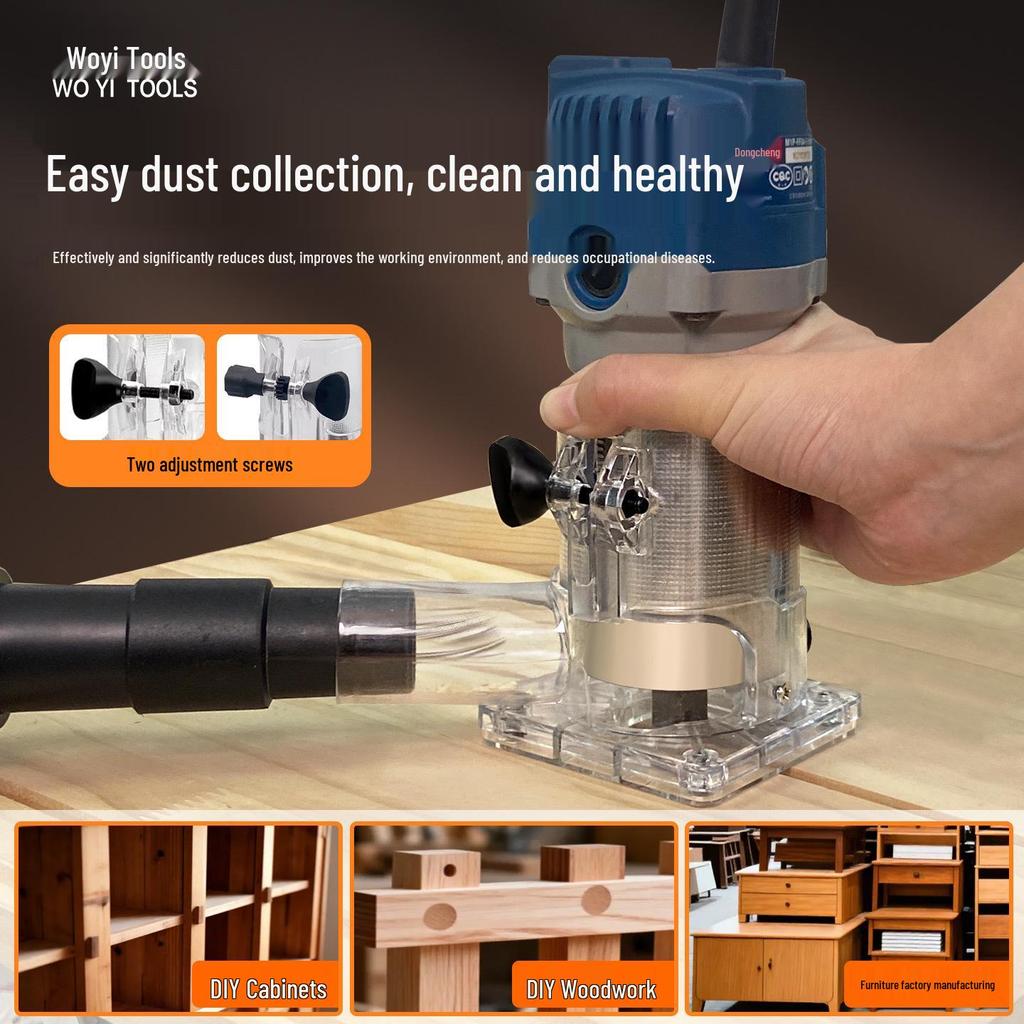 Woyi Dust-Free Edge Trimmer Cover for Woodworking, Grooving, Carving & Trimming