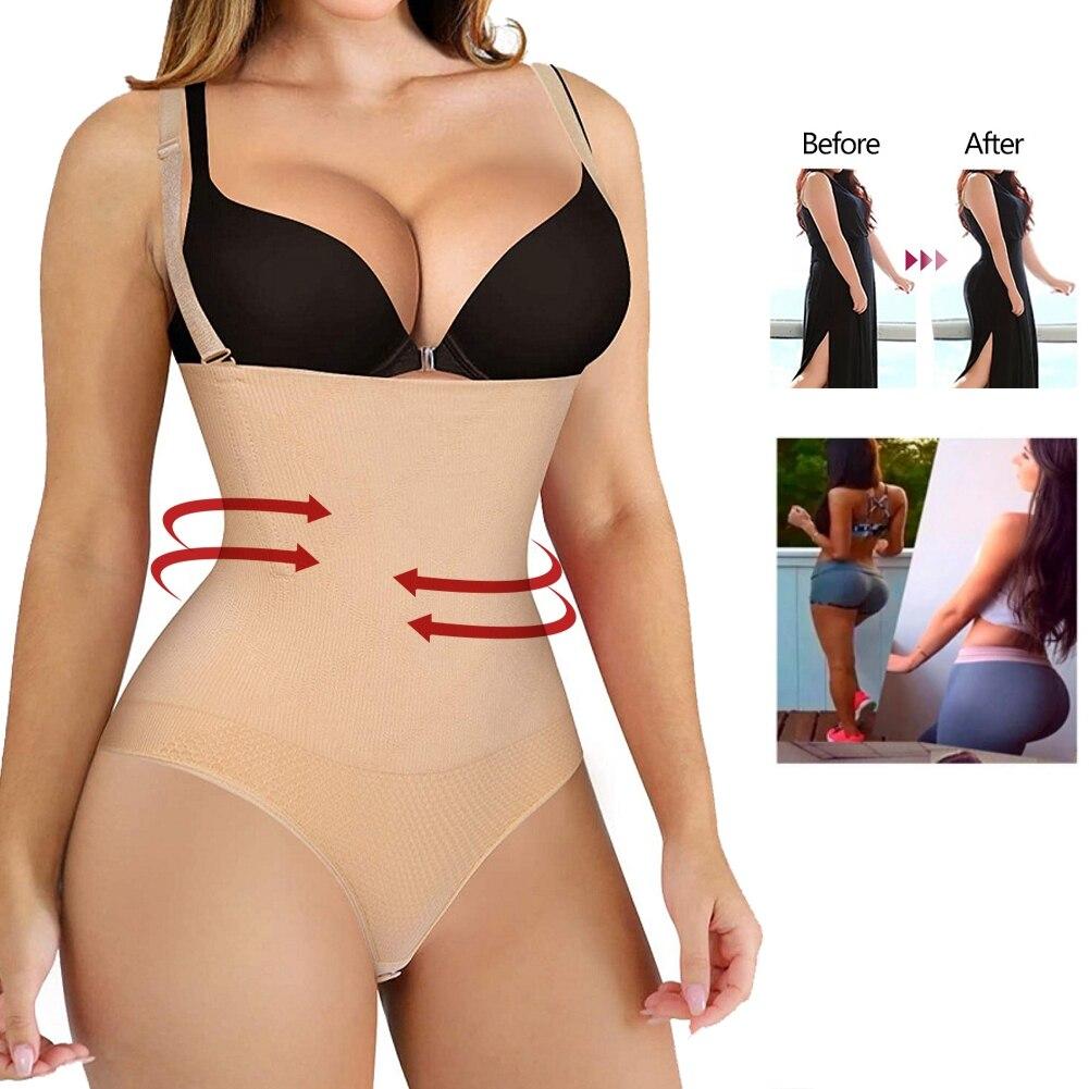 Women Waist Trainer Shaping Bodysuit Seamless Tummy Control Panty With Shoulder Strap Body Shaper Butt Lifting Panties