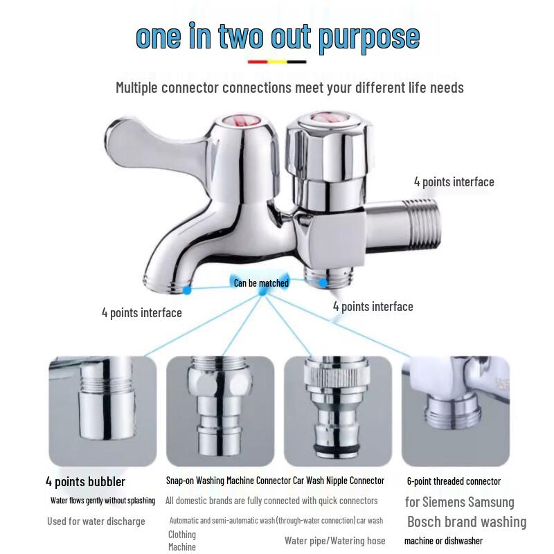 Dual-Outlet Washing Machine Faucet