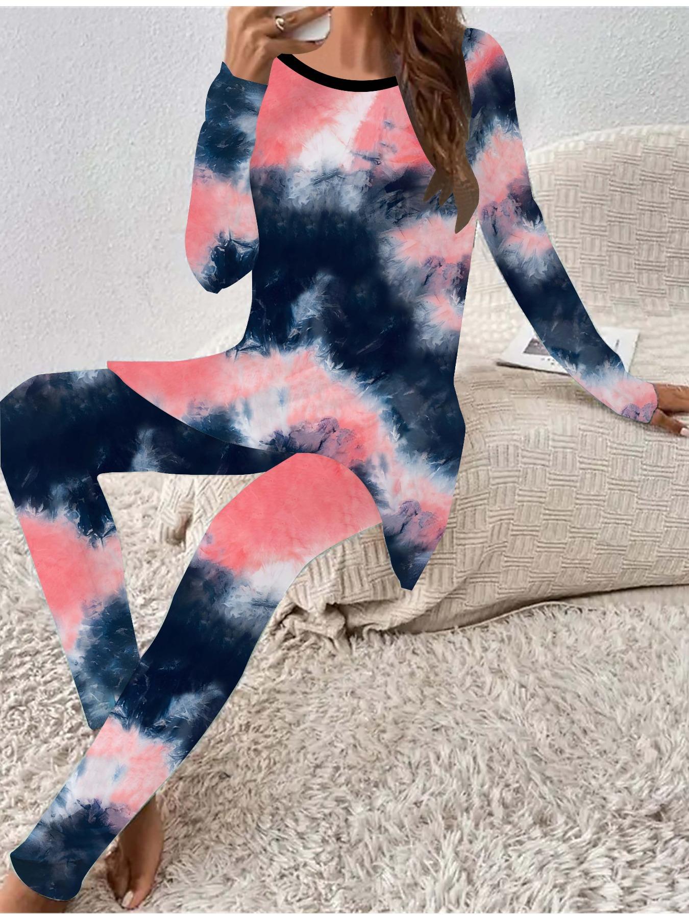 

Euro-American Fashion 3D Flower Printed Women s Four-season Long-sleeved T-shirt + Long Pants Two-piece Set. Perfect Gift for New Year & Christmas 8XL рожевий