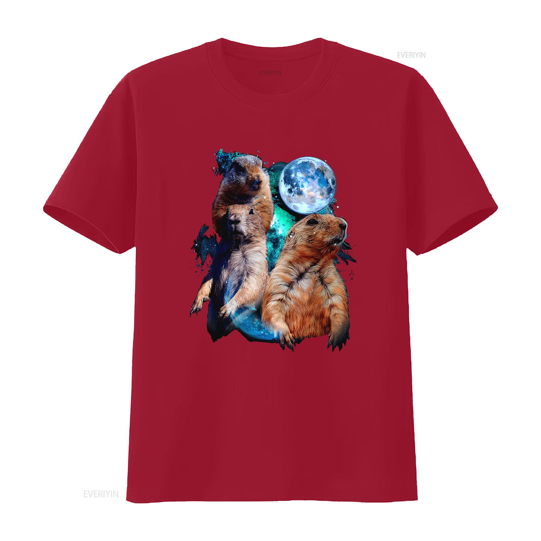 

Unique 3 Moon Prairie Dog Art T Shirt Perfect for Rodent Squirrel Puppy Lovers vintage Washed Unisex designer clothes Stylish S