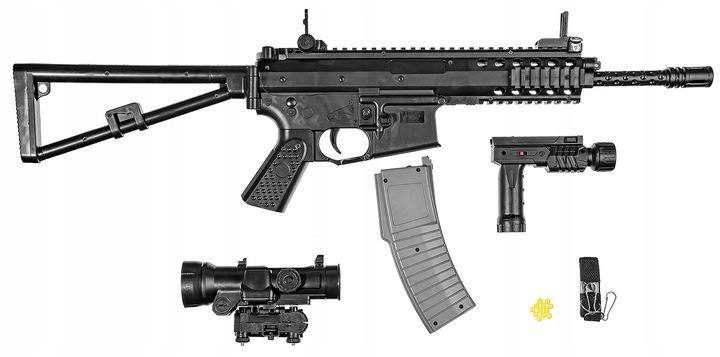 Rifle de Francotirador Automático para Bolas Airsoft Láser Mira Linterna Correa