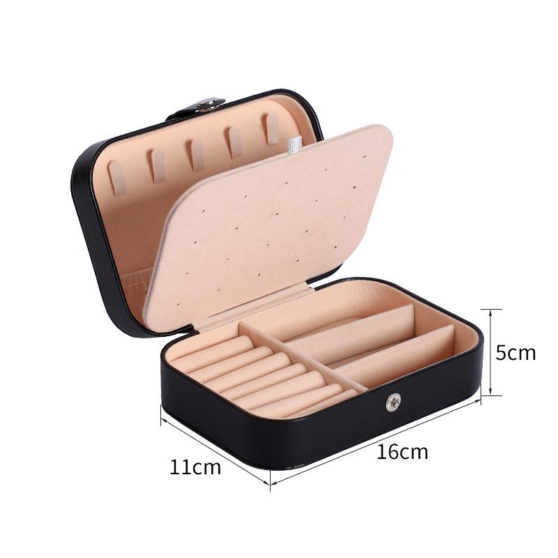 1PC, Jewelry Storage Box, Material: Main Plastic + Leather + Flannel, Color Divided Into: Black, White, Pink, Blue.