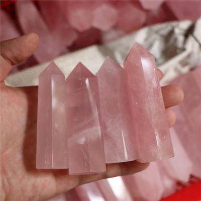 Polished Pink Hexagonal Crystal Single Point Column