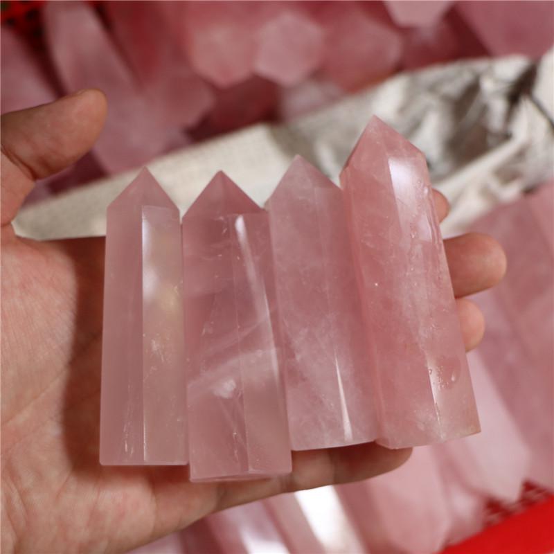 Polished Pink Hexagonal Crystal Single Point Column Below 4 cm естественный