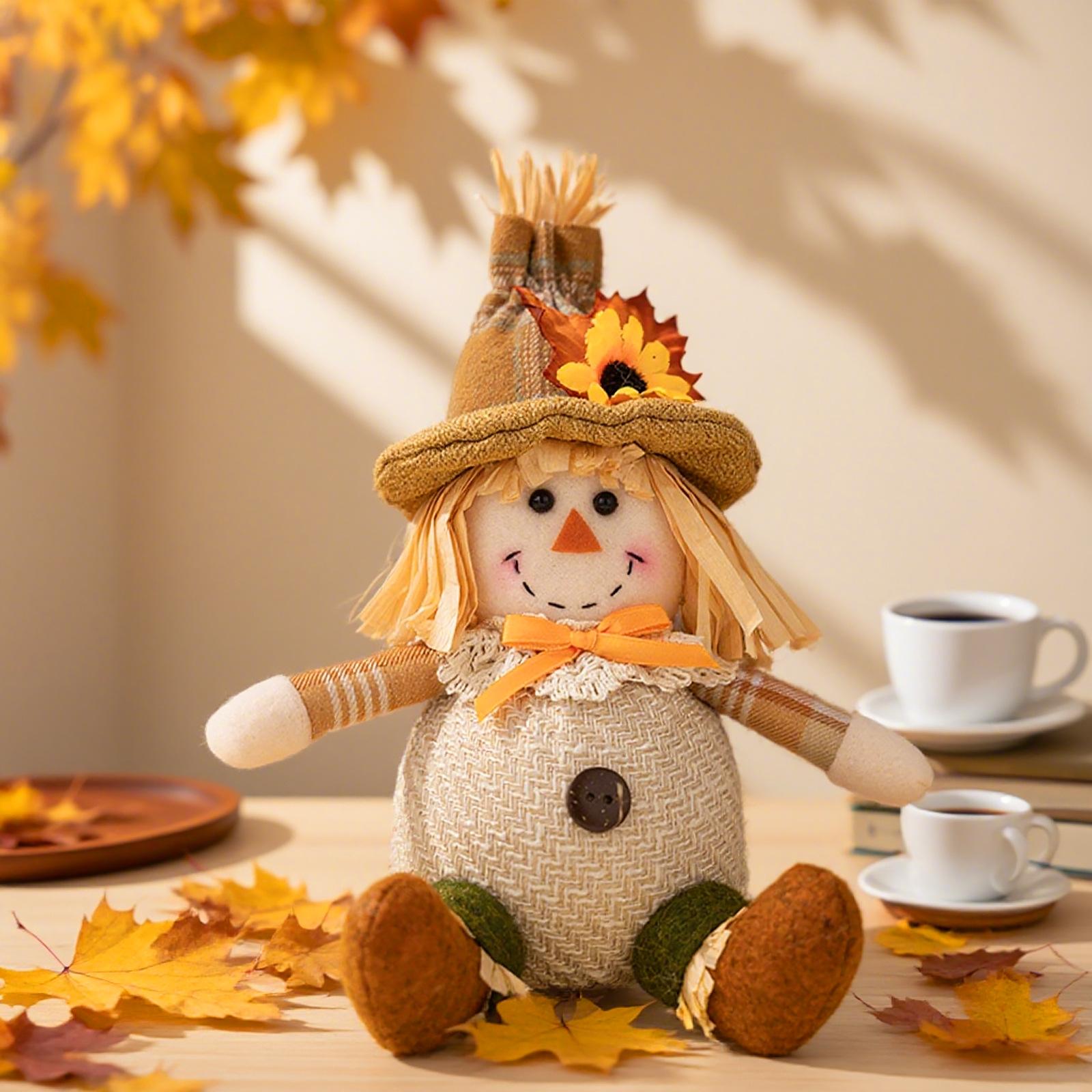 Thanksgiving Plaid Scarecrow Figurine Pendant Decoration One Size бежевый