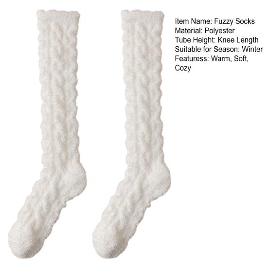 Fuzzy Socks for Women Knee High Fluffy Stockings Soft Warm Cozy Slipper Socks Plush Winter Long Floor Socks