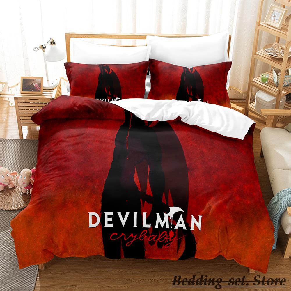 Devilman Sängkläder Set Enkel Twin Full Queen King Size Sängset Vuxen Barn Sovrum Påslakanset Anime Parure De Lit Säng